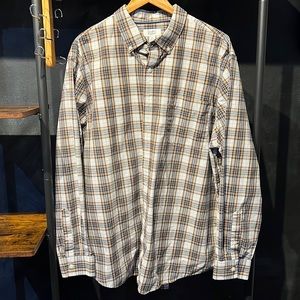 NWOT Croft & Barrow long sleeve dress shirt. Beautiful brown & blue plaid